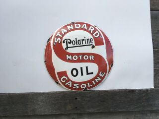 Vintage Porcelain Standard Motor Gasoline Gas And Oil Sign
