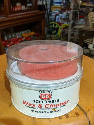 Vintage Phillips 66 Soft Paste Wax & Cleaner 16 Ounce Metal Can