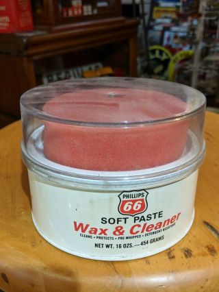 Vintage Phillips 66 Soft Paste Wax & Cleaner 16 Ounce Metal Can 2