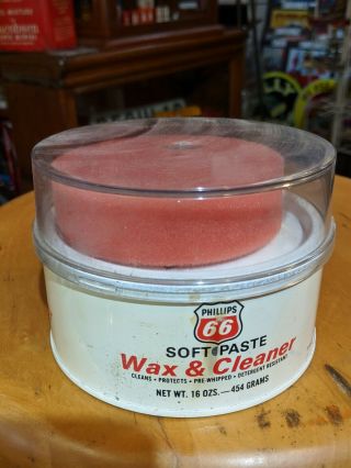 Vintage Phillips 66 Soft Paste Wax & Cleaner 16 Ounce Metal Can 3