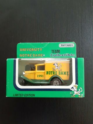 Vintage Matchbox University Of Notre Dame Die Cast 1991 Team Collectible Truck