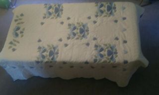 Handmade Amish Quilt King Size 110 " X 115 " Lancaster Pa Floral With Birds