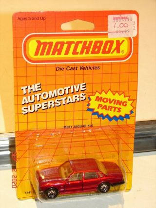 1987 Matchbox Superfast Mb41 - Jaguar Xj6 In Dark Metallic Red - Moc