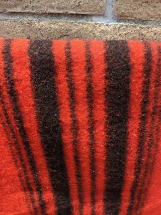 Vintage Red With Black Stripe Wool Blanket 90 X 64 Unmarked Whitney Point?