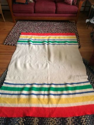 Vintage Orr Felt Orrlaskan 100 Wool Felted Striped Multicolor Blanket 58 " X 86 "