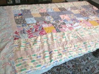 Duvet Quilt Cover Vintage 1930s Multicolor Cotton Feedsack Quilting Bedding Case