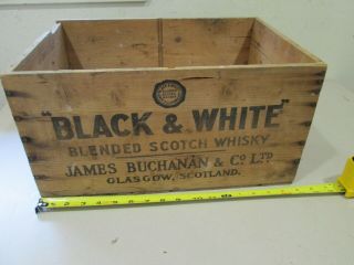 Vintage Black & White Scotch Whisky Wood Crate Wooden Box Fleischmann Chicago,  Il