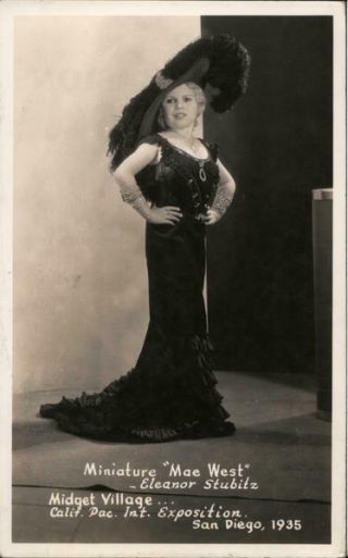 1935 Cal - Pac Rppc Miniature " Mae West " - Eleanor Stubitz Frashers Midget Postcard