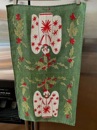 Vera Neumann Vintage Christmas Angel Linen Tea Towel