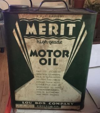 Vintage Two Gallon Merit Motor Oil Can