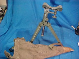 Orig Wwii Us Army M15 Tripod Base W Canvas Case For Spotting Scope