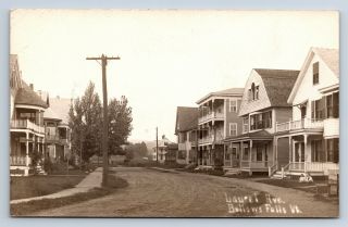 Vintage Real Photo Postcard Bellows Falls Vt Laurel Ave Houses Homes D10