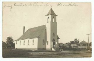 Irving,  Ks Marysville,  Kansas 1914 Rppc Postcard,  Catholic Church,  Bandstand