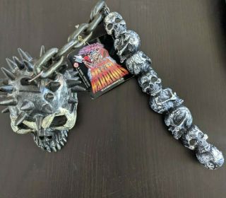 Costume Skeleton Spiked Flail Mace Chain Halloween Prop Medieval 1995 Rubies Wow
