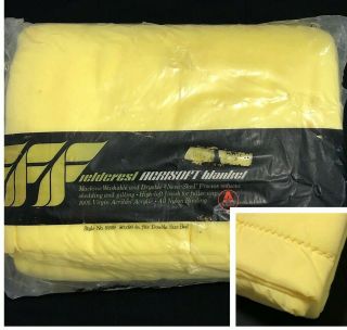 Vtg Fieldcrest Acrisoft Acrylic Blanket Yellow Full Size 80 X 90 Neva - Shed Nylon