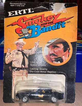 VINTAGE 1980 ERTL SMOKEY AND THE BANDIT TOY CAR 1:64 IN BLISTER PACK 3