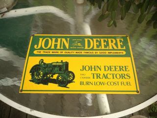 John Deere Two Cylinder Tractor Ande Rooney Porcelain Sign 16”x9”