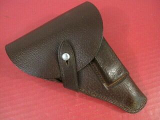 Post - Wwii German Military Brown " Pigskin " Leather Holster For Walther Pp Pistol