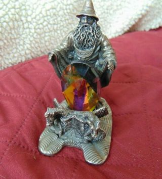 Myth And Magic The Summoner Of Light 3115 Pewter Wizard,  Dragon Crystal Figurine