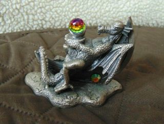 Myth And Magic The Sleepy Dragon 3072 Pewter Dragon & Crystal Figurine Uk