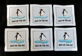 6 August Morgan Kate Hersch Penguin Cocktail Napkins - 6 " X 6 " Easy On The Ice