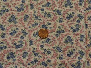 Vintage Feedsack Fabric,  Tiny Pink Lily Of Valley Flowers With Tiny Blue Roses