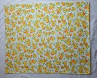 Vtg Fashion Manor Yellow Orange Floral Full Flat Sheet Cotton Blend Flower Power 3