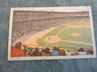 1947 Comiskey Park Baseball Stadium Chicago Il Illinois Tichnor Linen Post Card