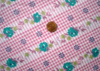 Floral Vtg Feedsack Quilt Sewing Doll Clothes Craft Fabric Pink Aqua Lime