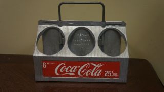 Vintage Coca Cola 6 - Pack Coke Bottle Carrier Aluminum Metal Caddie