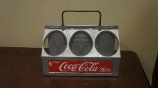 Vintage COCA COLA 6 - Pack COKE BOTTLE CARRIER Aluminum METAL CADDIE 3
