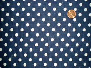 Polka Dot On Navy Vtg Feedsack Quilt Sewing Dollclothes Craft Fabric
