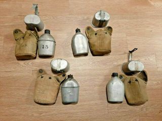 Ww2 Set Of 4 Us Army Canteens Ww2 Dated - British Made,  Early Great Set