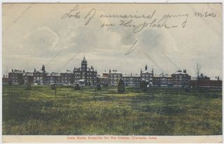 Clarinda Iowa Ia Postcard 1907 Iowa State Hospital For The Insane Bess Reynolds