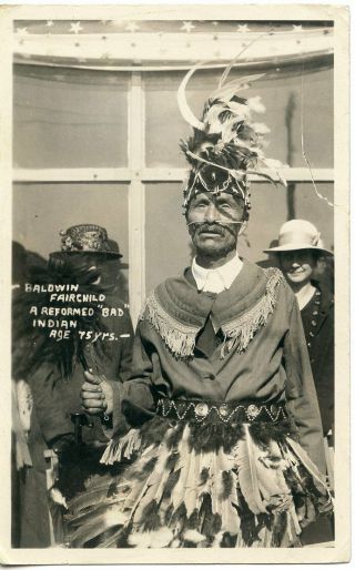 B.  Fairchild Native American Indian Rppc: Oregon Or Siletz Tribe Elder - C.  1924