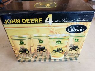 John Deere Memories Glasses Set 4 Gibson 16oz Conical Tumblers