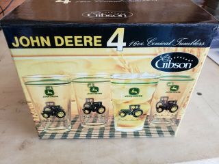 John Deere Memories Glasses Set 4 Gibson 16oz Conical Tumblers 3
