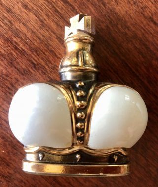 50s Early Vintage Prince Matchabelli Royal Crown Shape White Perfume Bottle