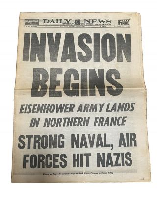 June 6 1944 Complete Edition York Daily News D - Day Invasion Begins