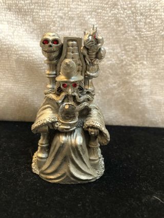 Spoontiques Pewter Wizard W/crystal Ball,  Skull & Dragon W/red Eyes Ships