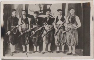 Greece Spetses Greek Old Photo Postcard Island Men With Rifles