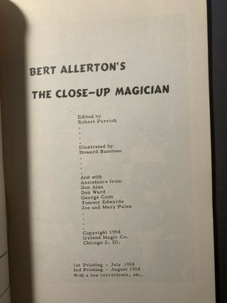 Bert Allerton’s The Close - Up Magician,  Table Magic,  sleight of hand magic 2