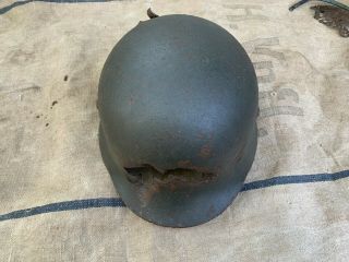 Ww2 Wwii German Helmet M - 35 Size 62 Battle Damage