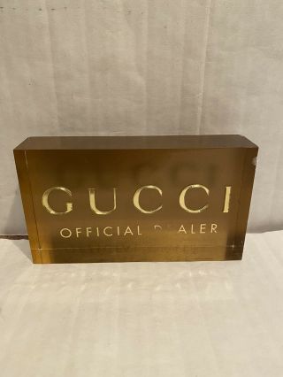 Gucci Official Dealer Logo Plaque In Gold Plexiglass