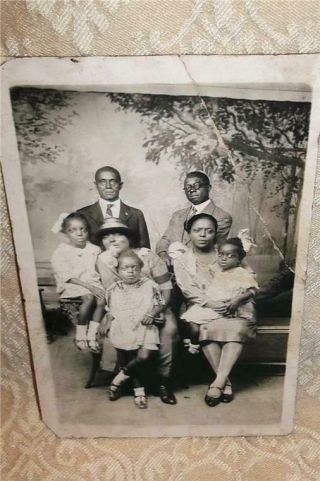 Vintage Photo Postcard African American Family Black Americana Men Women & Girls