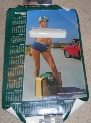 Vintage 1981 Castrol Motor Oil Calendar Poster Risque Girl Model