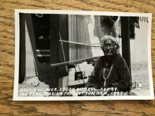 Rppc - Navajo Indian Rug Weaver Esson Kitseel Age 89 Lupton Az L Trading Post