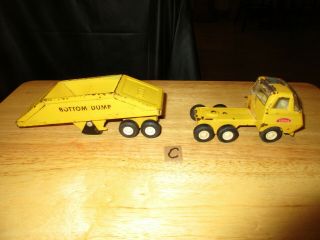 Tonka Bottom Dump Truck And Trailer Pressed Steel Has Paint Chips