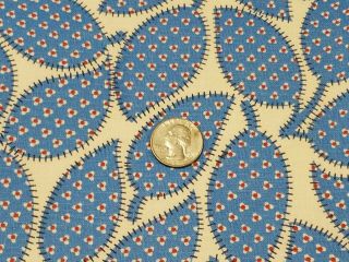 Vintage Full Feedsack: Blue Leaves With Red And White Designs