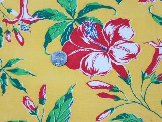 Vintage Full Feedsack: Bright Yellow With Red Flowers